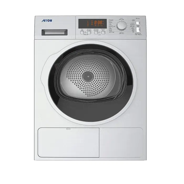 ارو مجفف ملابس 8 كيلو مع مكثف - Heat pump - فضي RO-08GDHS ارو مجفف ملابس