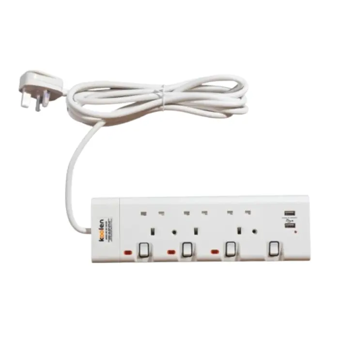 كولن مشترك كهربائي 3 متر 3 مخارج - 2 USB - أبيض 301100009 كولن مشترك كهربائي