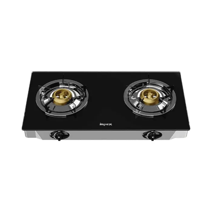 امبكس موقد غاز سطحي 2 شعلة سطح زجاجي - أسود IGS 1214F امبكس موقد غاز