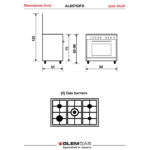 فرن غاز جليم غاز 80 * 50 سم- 5 شعلات - إيطالي - ستيل