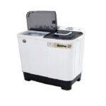 غسالة ملابس حوضين كليكون 6.9 كيلو - ابيض/اسود