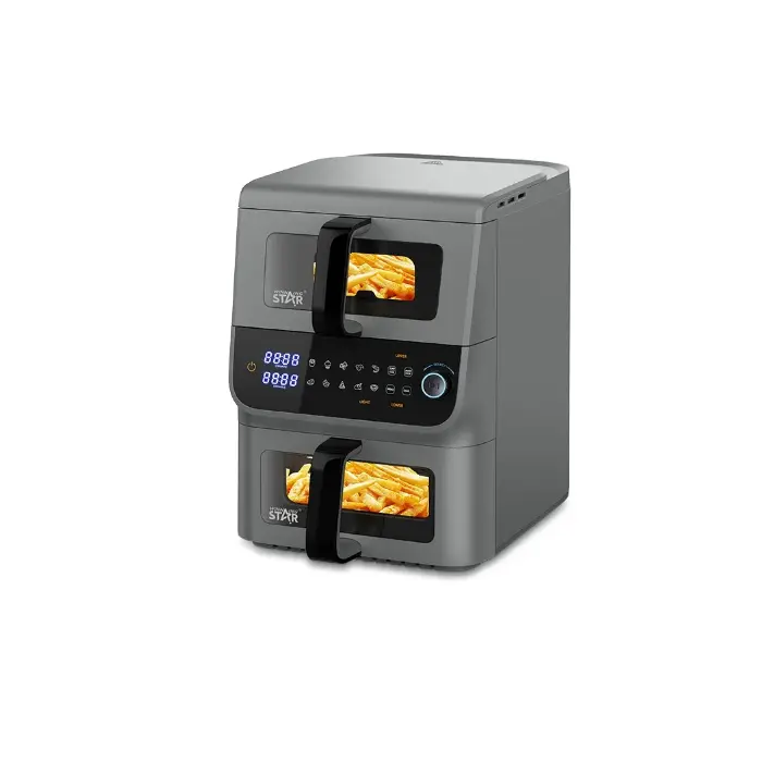 ويننج ستار قلاية هوائية 6.5 لتر + 3.5 لتر ديجيتال 2500 واط فضي ST-9693 ويننج ستار قلاية هوائية