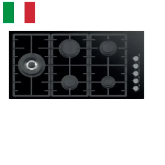 سوبر شيف مسطح غاز 5 عيون سيراميك – 90 سم بلت ان – أسود SC 90 VG5BM سوبر شيف مسطح غاز