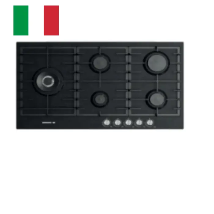 سوبر شيف مسطح غاز بلت ان 90 سم – 5 عيون إيطالي – أسود SC 90 G55BM سوبر شيف مسطح غاز
