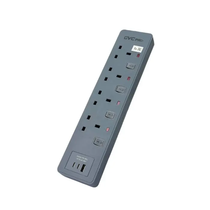 جى فى سى برو توصيلة كهرباء (3متر) - 4 منافذ 1USB+2Type C - رمادى GVCPE-04US-3M جى فى سى برو توصيلة كهرباء